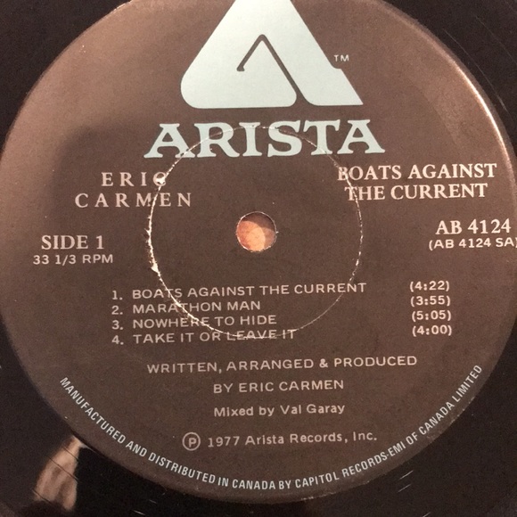 3/$30 Eric Carmen “Boats Against the Current” vintage vinyl album 1977 - Picture 4 of 5